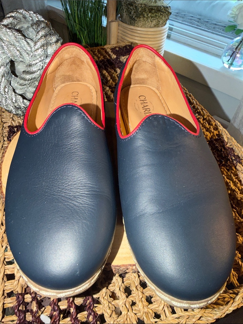 Charix Classic Midnight Blue Leather Slip-On Loafers EU 41 Womens 9.75 Mens 8